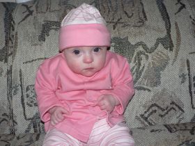 Feb 11/07 - Isabel all doled up in pink